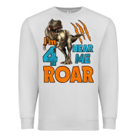 Dove Grey i'm four hear me roar dinosaur birthday Premium Sweatshirt - LillyAllenDesigns
