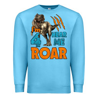 Ocean Blue i'm four hear me roar dinosaur birthday Premium Sweatshirt - LillyAllenDesigns