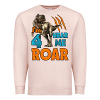 Pale Pink i'm four hear me roar dinosaur birthday Premium Sweatshirt - LillyAllenDesigns