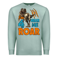 Seafoam i'm four hear me roar dinosaur birthday Premium Sweatshirt - LillyAllenDesigns