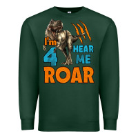 Sports Green i'm four hear me roar dinosaur birthday Premium Sweatshirt - LillyAllenDesigns