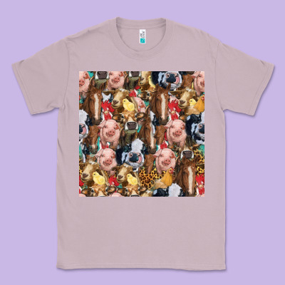 Western Farm Animals Seamless Pattern Classic Tee Designed By Hra Design Shop