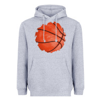 Heather Grey basketball patch Heavyweight Hoodie - AdoDesignShop
