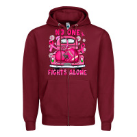 Burgundy breast cancer no one fights alone truck football Zipper Hoodie - JahusDesignShop