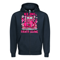 Navy breast cancer no one fights alone truck football Zipper Hoodie - JahusDesignShop