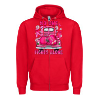 Red breast cancer no one fights alone truck football Zipper Hoodie - JahusDesignShop