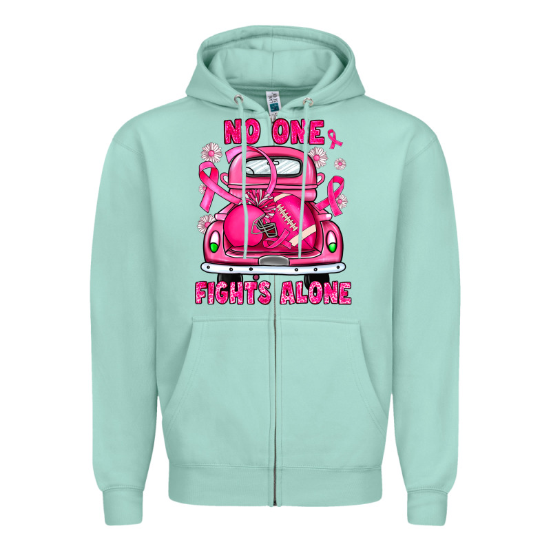 Breast Cancer No One Fights Alone Truck Football Zipper Hoodie by JahusDesignShop | Teevron