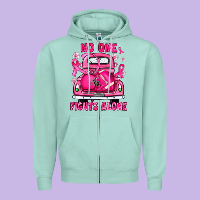 Breast Cancer No One Fights Alone Truck Football Zipper Hoodie Designed By Jahusdesignshop