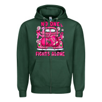 Sports Green breast cancer no one fights alone truck football Zipper Hoodie - JahusDesignShop