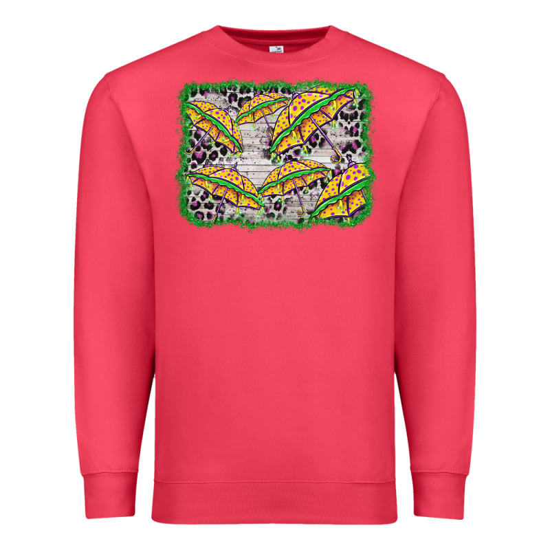 Mardi Gras Umbrella Background Premium Sweatshirt by BarkalooDesign | Teevron