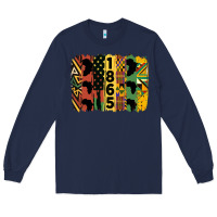 Navy juneteenth brush stroke 2 Long Sleeve Tee - HRA Design Shop