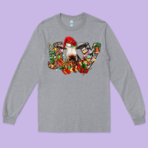 Christmas Joy Cow Long Sleeve Tee Designed By Cowhidedigitalart