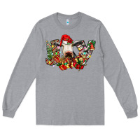 Heather Grey christmas joy cow Long Sleeve Tee - CowhideDigitalArt