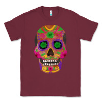 Burgundy sugar skull Classic Tee - FaDigitalArtStudio