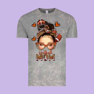 Vintage Tee football messy bun mom