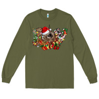 Army Green christmas joy highland cow Long Sleeve Tee - CowhideDigitalArt