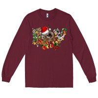 Burgundy christmas joy highland cow Long Sleeve Tee - CowhideDigitalArt
