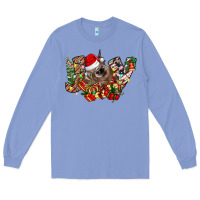 Colony Blue christmas joy highland cow Long Sleeve Tee - CowhideDigitalArt
