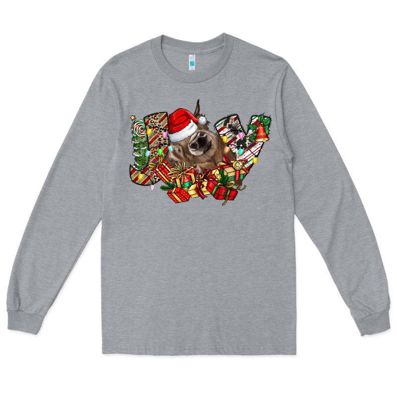 Christmas Joy Highland Cow Long Sleeve Tee by CowhideDigitalArt | Teevron