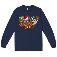Navy christmas joy highland cow Long Sleeve Tee - CowhideDigitalArt