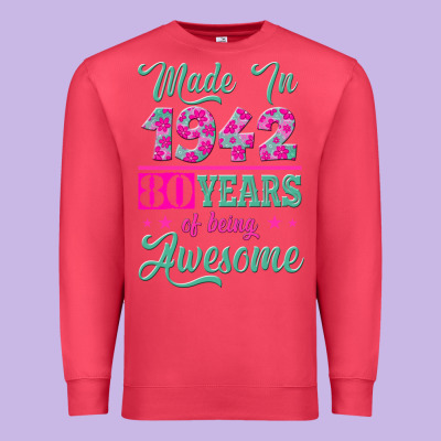 Made In 1942, 80 Years Of Being Awesome Kopya Premium Sweatshirt Designed By Jasminsmagicworld