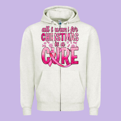All I Want For Christmas Is A Cure Zipper Hoodie Designed By Jahusdesignshop