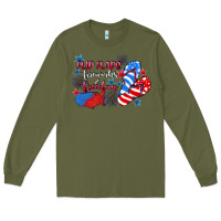 Army Green Flip flops fireworks & freedom 4th of july Long Sleeve Tee - CowGirlArtShop