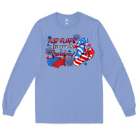 Colony Blue Flip flops fireworks & freedom 4th of july Long Sleeve Tee - CowGirlArtShop