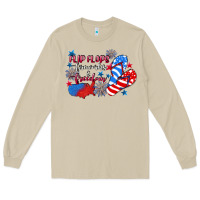 Mushroom Flip flops fireworks & freedom 4th of july Long Sleeve Tee - CowGirlArtShop