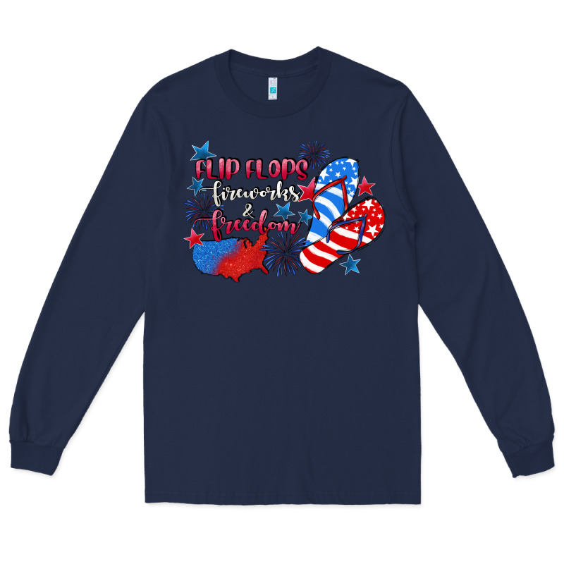Flip Flops Fireworks & Freedom 4th Of July Long Sleeve Tee by CowGirlArtShop | Teevron
