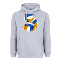Heather Grey volleyball patch Heavyweight Hoodie - AdoDesignShop