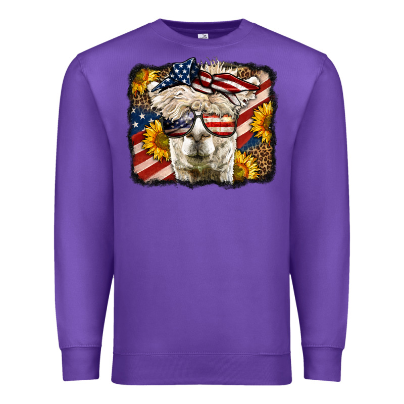 4th Of July Llama Premium Sweatshirt by LillyAllenDesigns | Teevron