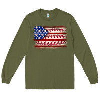 Army Green Baseball American flag Long Sleeve Tee - Neo Western