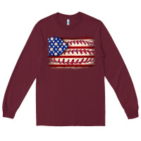 Burgundy Baseball American flag Long Sleeve Tee - Neo Western