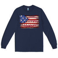 Navy Baseball American flag Long Sleeve Tee - Neo Western