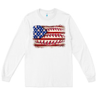 White Baseball American flag Long Sleeve Tee - Neo Western