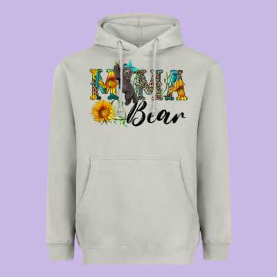 Blue Mama Bear With Cute Bear Heavyweight Hoodie Designed By Artiststas