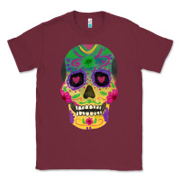 Burgundy sugar skull Classic Tee - FaDigitalArtStudio