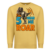 Antique Gold i'm five hear me roar dinosaur birthday Premium Sweatshirt - LillyAllenDesigns