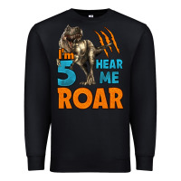 Black i'm five hear me roar dinosaur birthday Premium Sweatshirt - LillyAllenDesigns