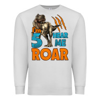 Dove Grey i'm five hear me roar dinosaur birthday Premium Sweatshirt - LillyAllenDesigns
