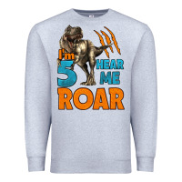 Heather Grey i'm five hear me roar dinosaur birthday Premium Sweatshirt - LillyAllenDesigns