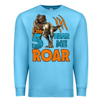 Ocean Blue i'm five hear me roar dinosaur birthday Premium Sweatshirt - LillyAllenDesigns