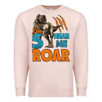 Pale Pink i'm five hear me roar dinosaur birthday Premium Sweatshirt - LillyAllenDesigns