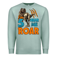 Seafoam i'm five hear me roar dinosaur birthday Premium Sweatshirt - LillyAllenDesigns