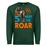 Sports Green i'm five hear me roar dinosaur birthday Premium Sweatshirt - LillyAllenDesigns