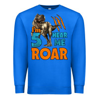 True Royal i'm five hear me roar dinosaur birthday Premium Sweatshirt - LillyAllenDesigns