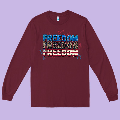 Freedom Freedom Freedom 4th Of July Long Sleeve Tee Designed By Cowgirlartshop