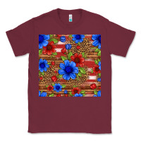 Burgundy patriotic flowers seamless pattern Classic Tee - HRA Design Shop