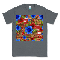 Charcoal Heather patriotic flowers seamless pattern Classic Tee - HRA Design Shop